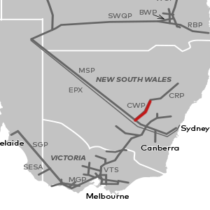 Map of Central West Pipeline 