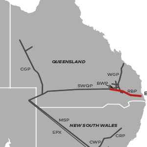 Map of the Roma Brisbane Pipeline