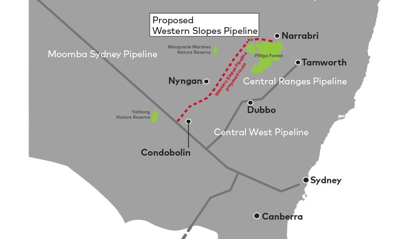 Proposed Western Slopes Pipeline route map