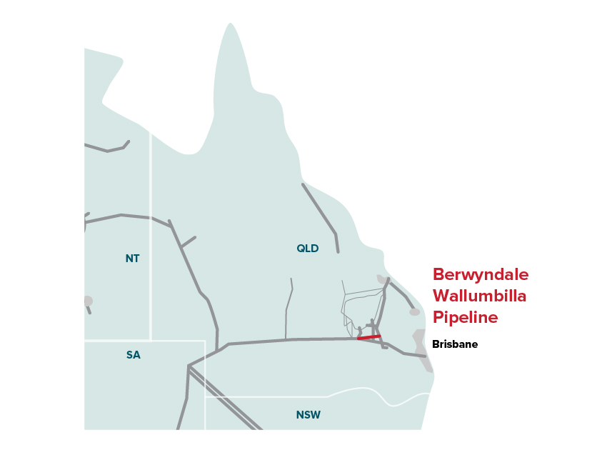 map of the Berwyndale Wallumbilla Pipeline location