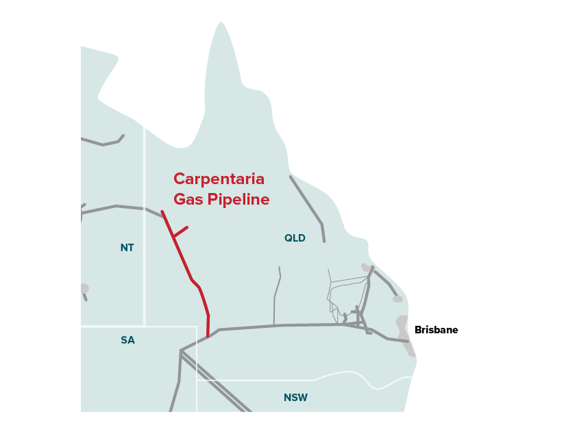 Map of Carpentaria Gas Pipeline 