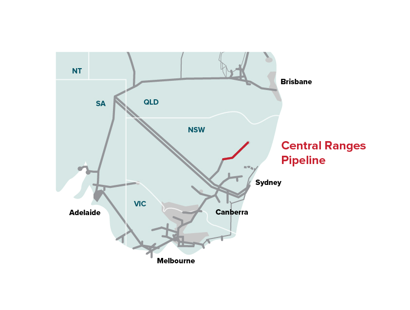 Map of Central Ranges Pipeline 
