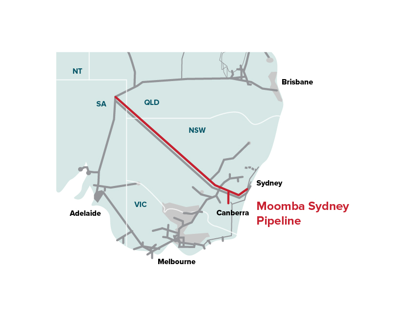 Map of Moomba Sydney Pipeline 